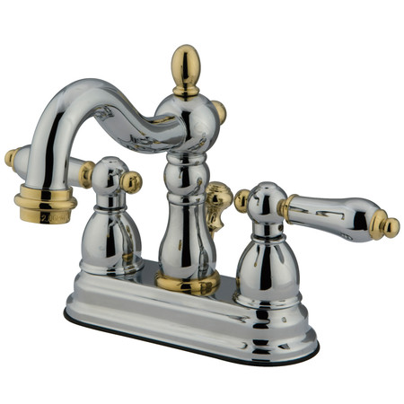 KINGSTON BRASS Heritage, 4" Centerset Bathroom Faucet, Chrome/Polished Brass KB1604AL